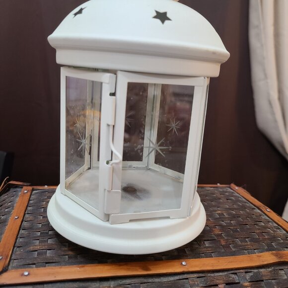 Pair Of Ikea Rotera Hanging Tea Light Votive Lanterns Ivory Snowflake Design - Picture 8 of 11